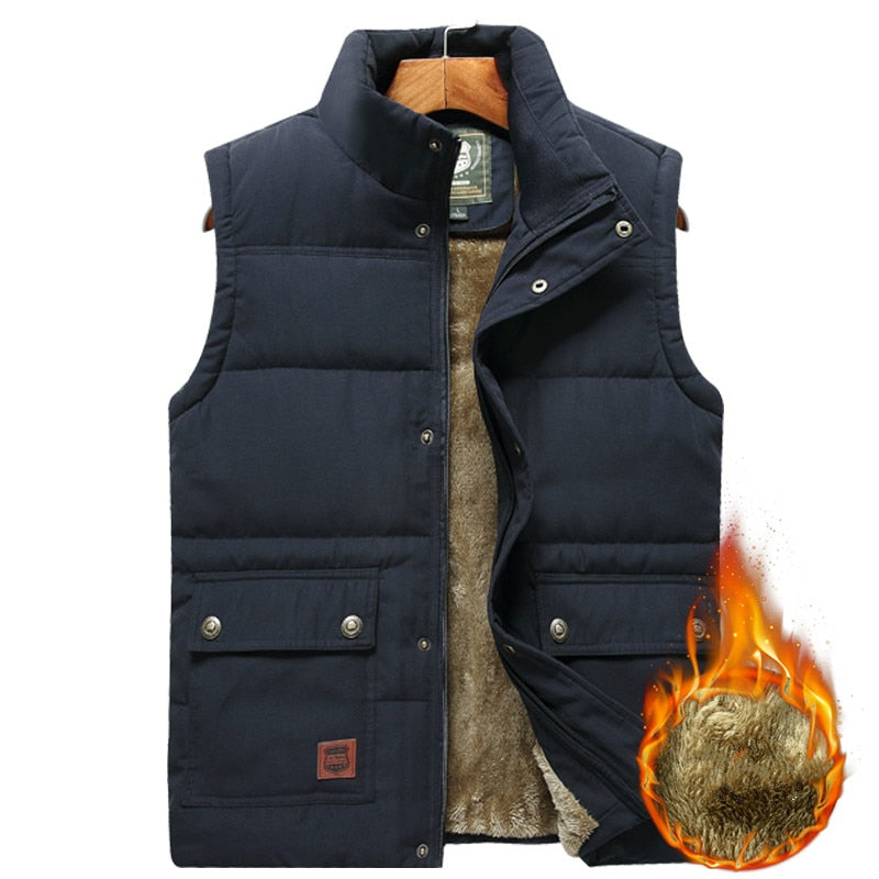 Bodywarmer Men Padded Vest - Warm Lined with High Collar and Pockets