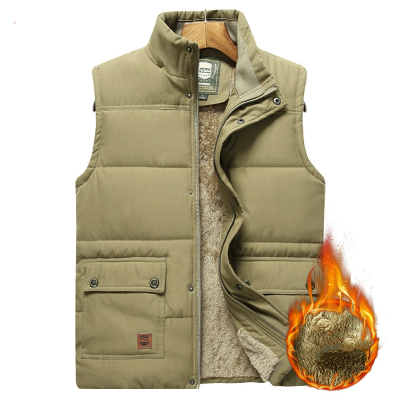 Bodywarmer Men Padded Vest - Warm Lined with High Collar and Pockets