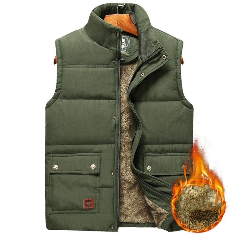 Bodywarmer Men Padded Vest - Warm Lined with High Collar and Pockets