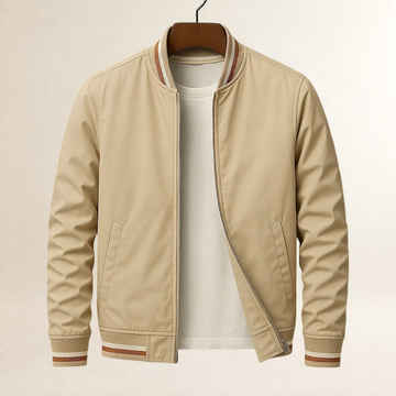 Bomber Jacket for Men - Ribbed Trim with Full Zip Closure and Side Pockets