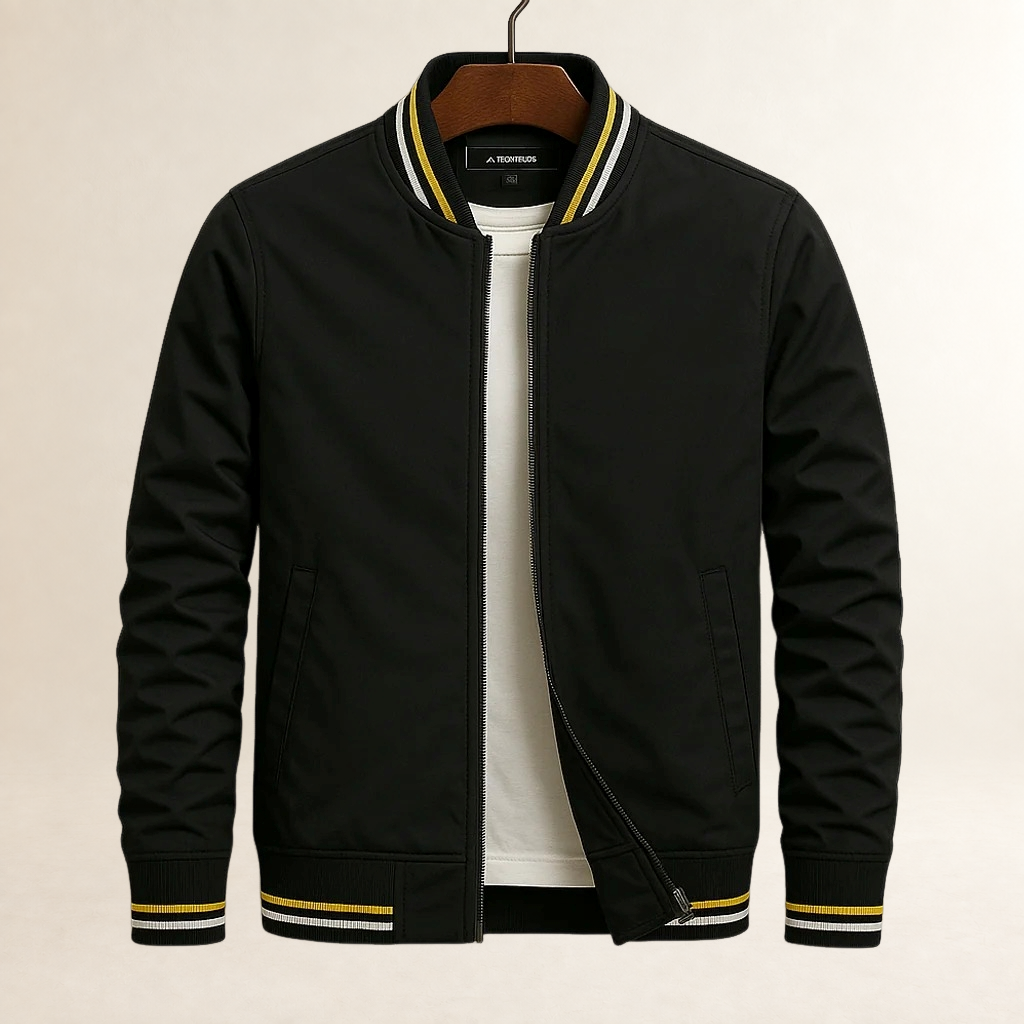 Bomber Jacket for Men - Ribbed Trim with Full Zip Closure and Side Pockets