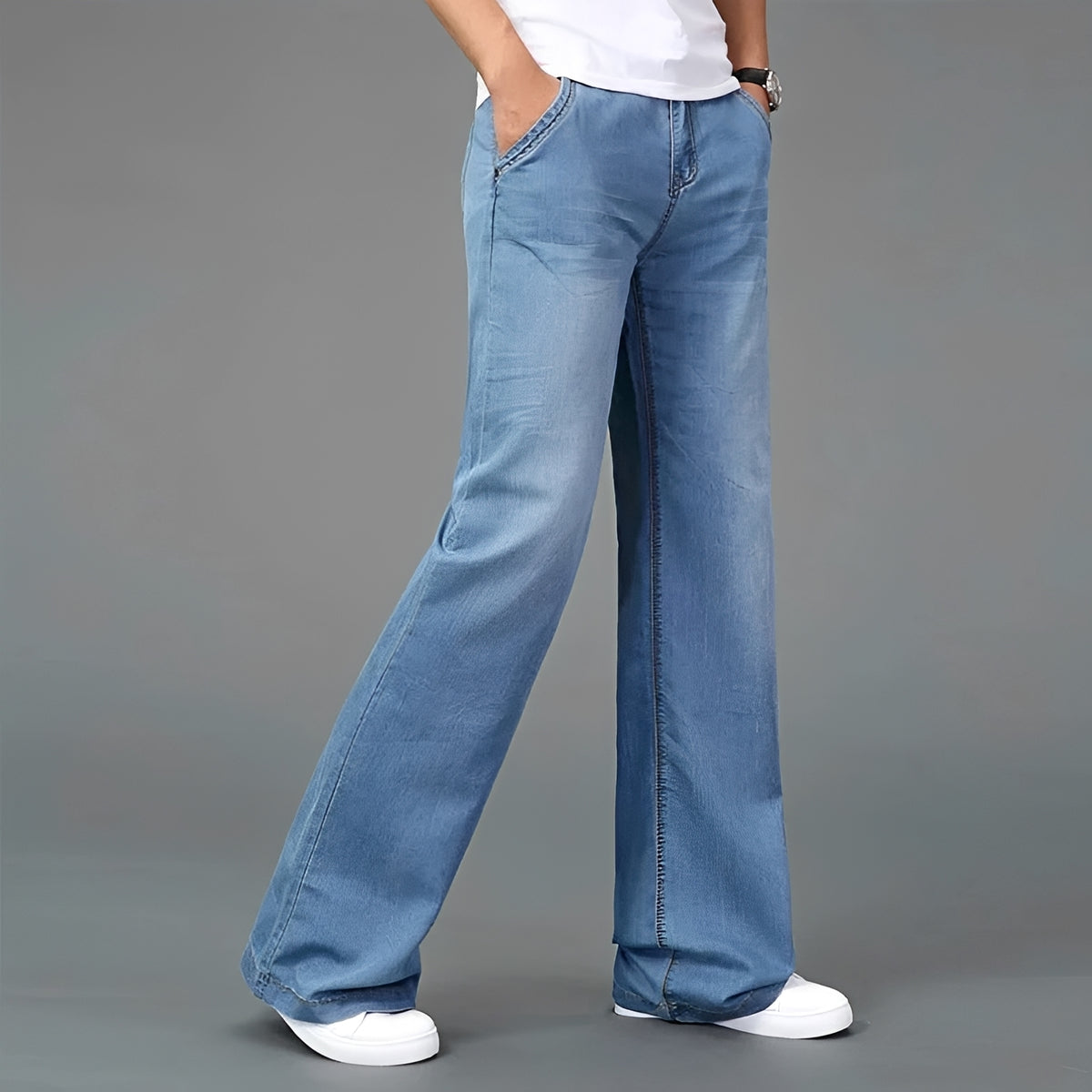 Bootcut Jeans for Men with Flared Leg and Multiple Pockets - Relaxed Fit