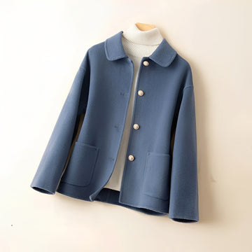 Button-Front Women's Jacket with Spread Collar and Patch Pockets