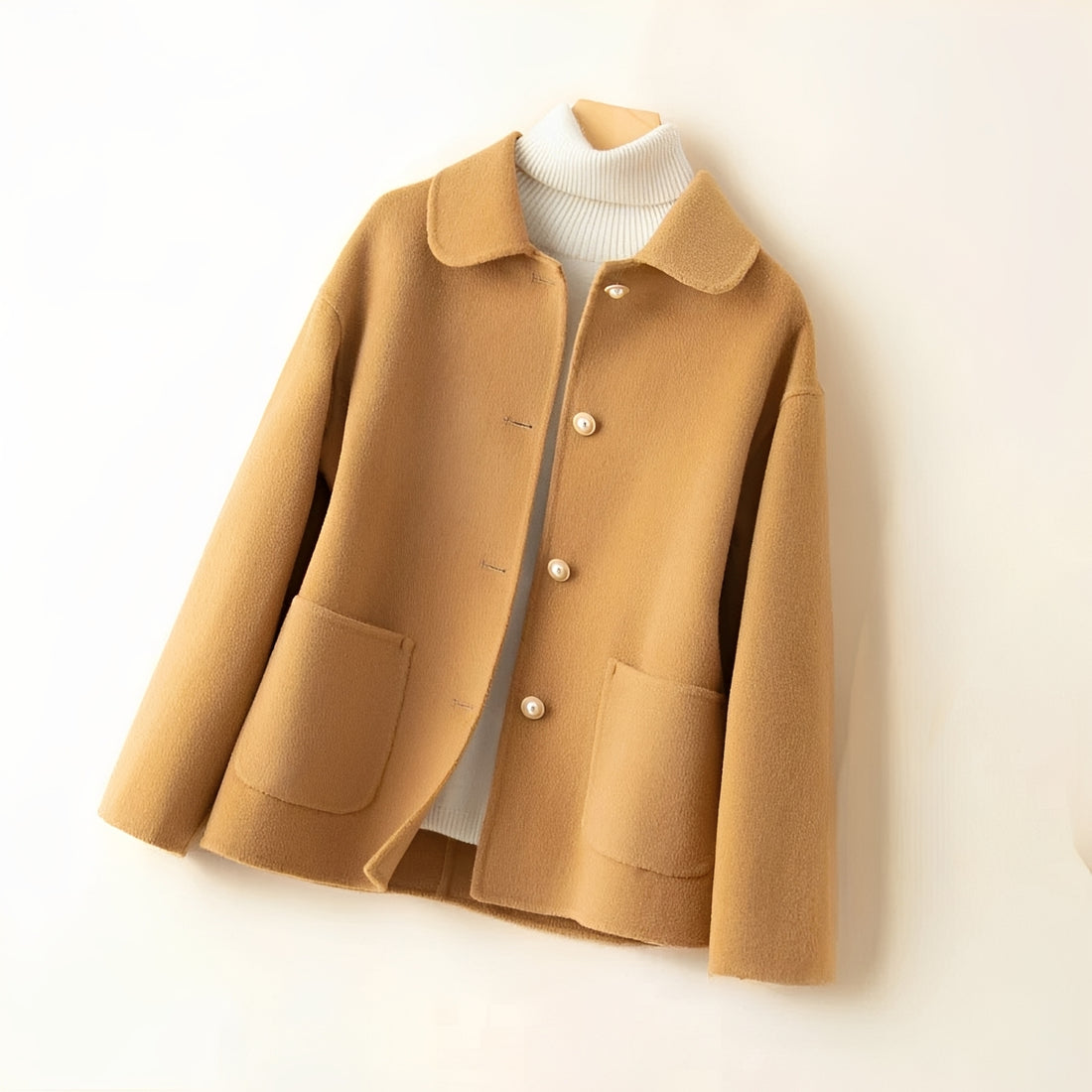 Button-Front Women's Jacket with Spread Collar and Patch Pockets