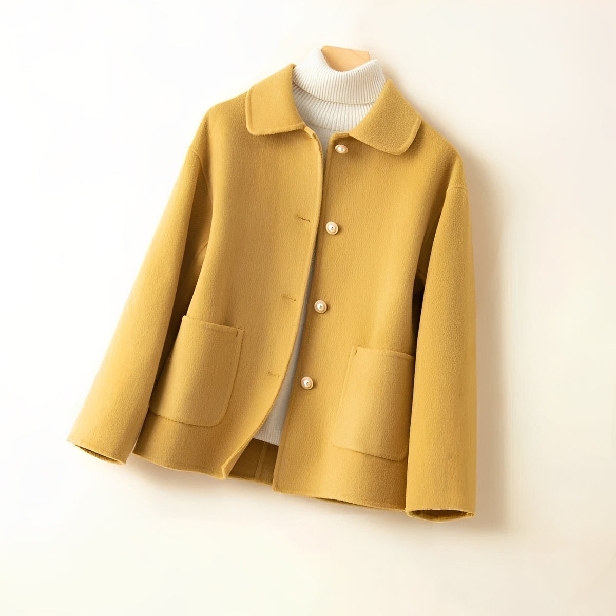 Button-Front Women's Jacket with Spread Collar and Patch Pockets