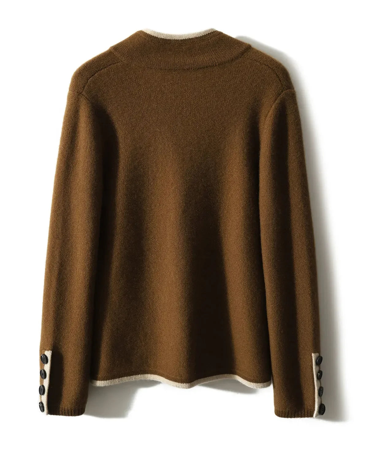 Cardigan for Women - Button Closure with Pockets and Contrast Trim