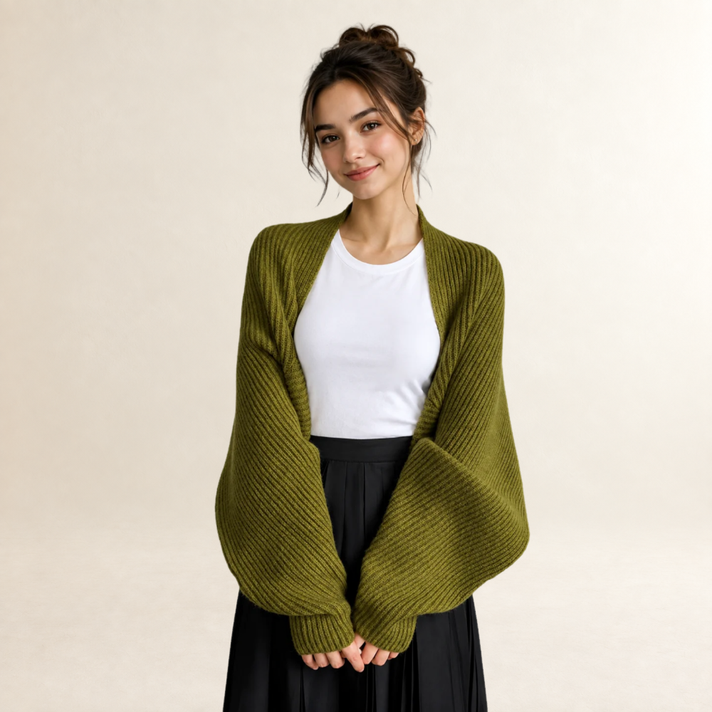 Cardigan for Women Open-Front Ribbed Design Long Sleeve Relaxed Fit