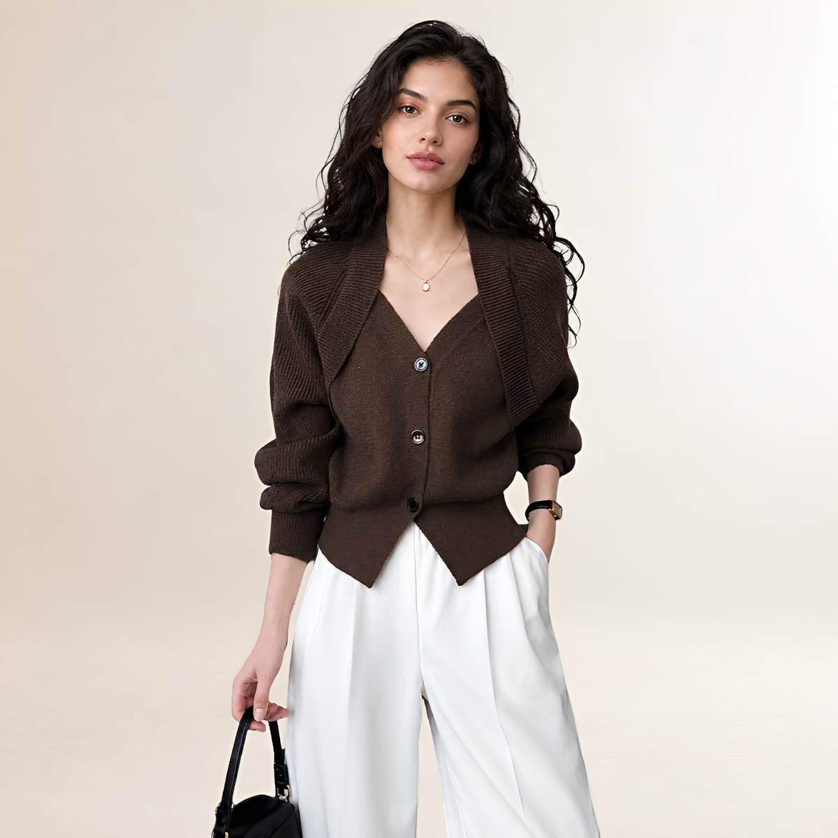 Cardigan for Women V-neck Button Front Long Sleeve Regular Fit