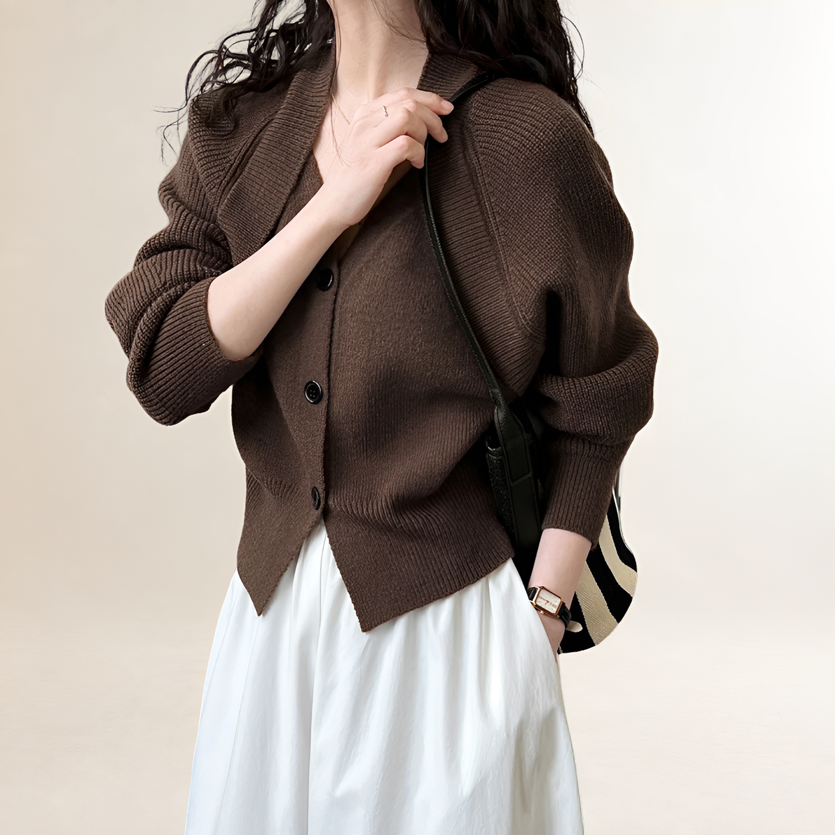 Cardigan for Women V-neck Button Front Long Sleeve Regular Fit