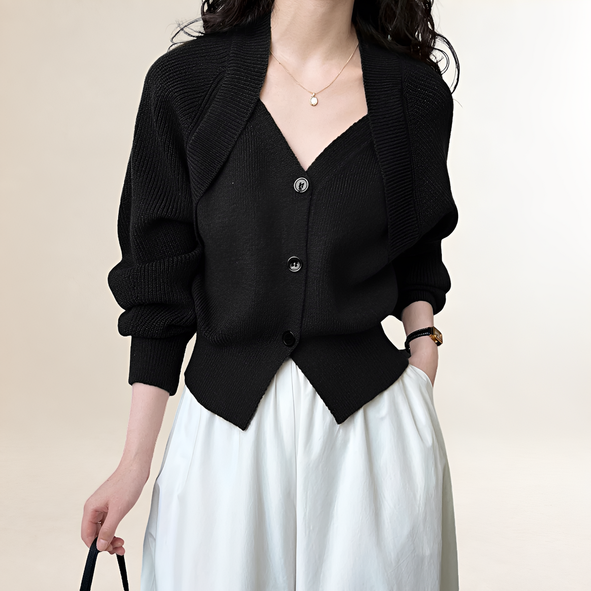 Cardigan for Women V-neck Button Front Long Sleeve Regular Fit