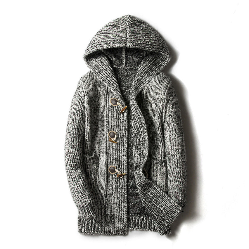 Cardigan Men Hooded with Button Closure and Side Pockets - Classic Fit
