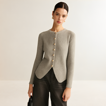 Cardigan Women Ribbed Button Front Long Sleeve - Regular Fit