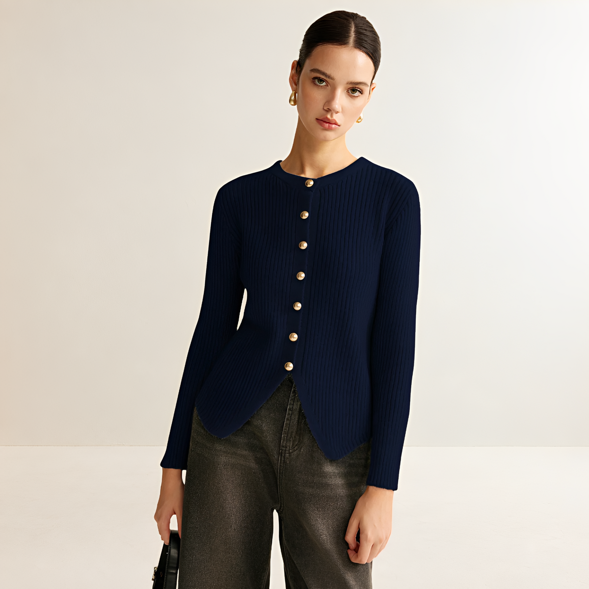 Cardigan Women Ribbed Button Front Long Sleeve - Regular Fit