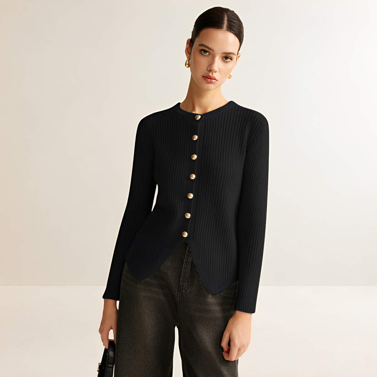 Cardigan Women Ribbed Button Front Long Sleeve - Regular Fit