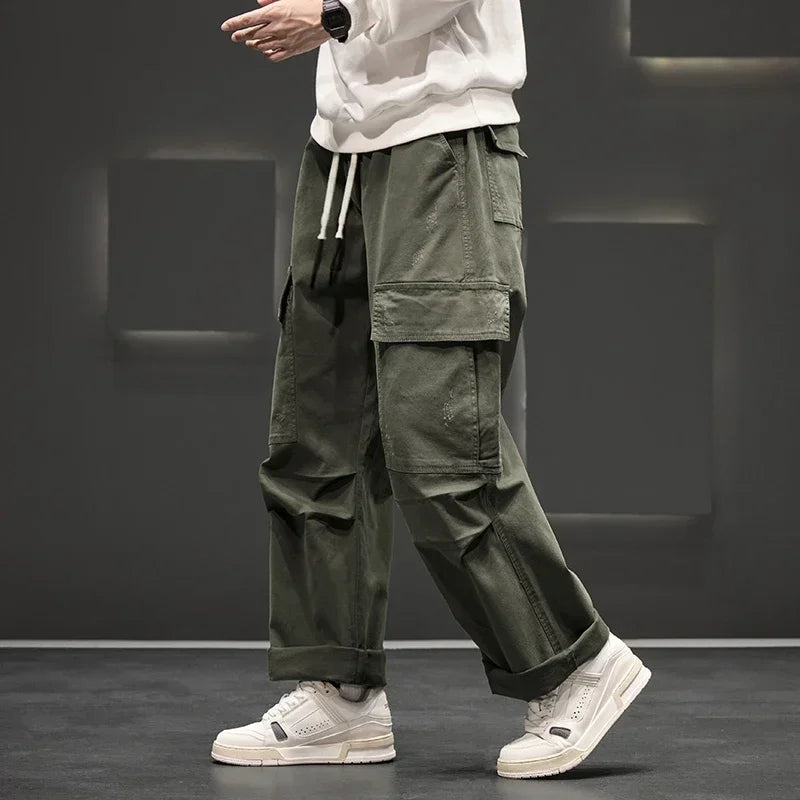 Cargo Pants Men Relaxed Fit with Drawstring Waist and Pockets