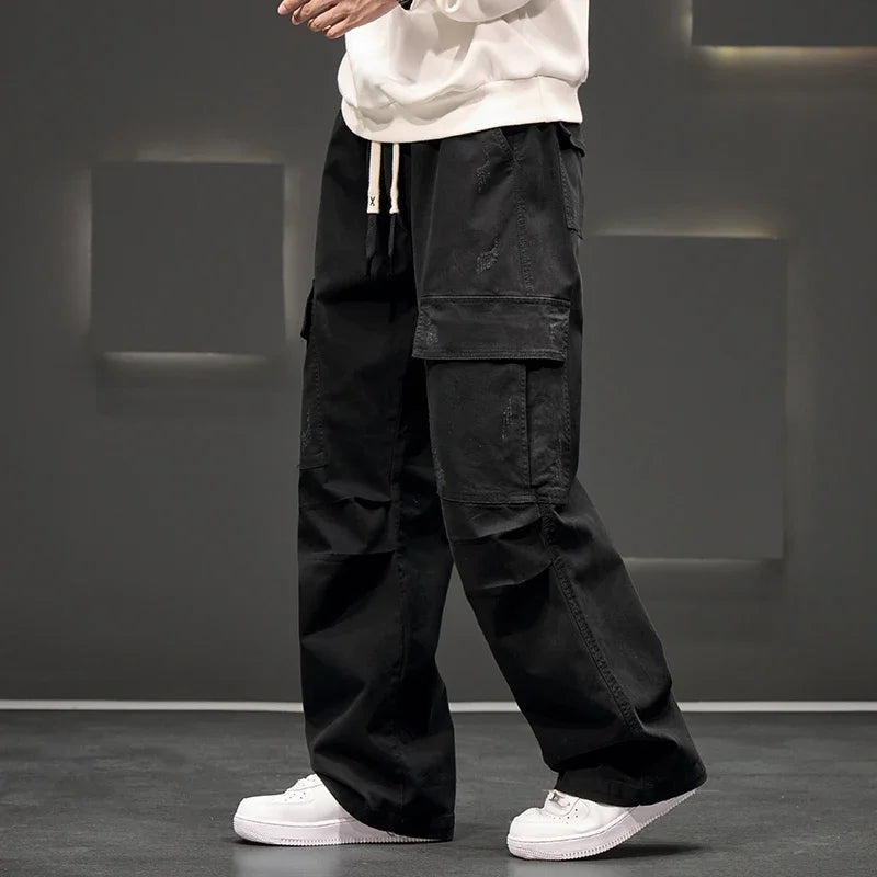 Cargo Pants Men Relaxed Fit with Drawstring Waist and Pockets