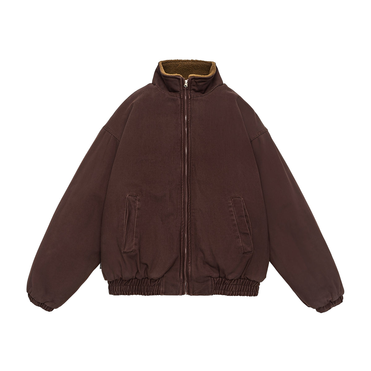 Casual Jacket Men - Zip Closure, Oversized Fit, Stand Collar