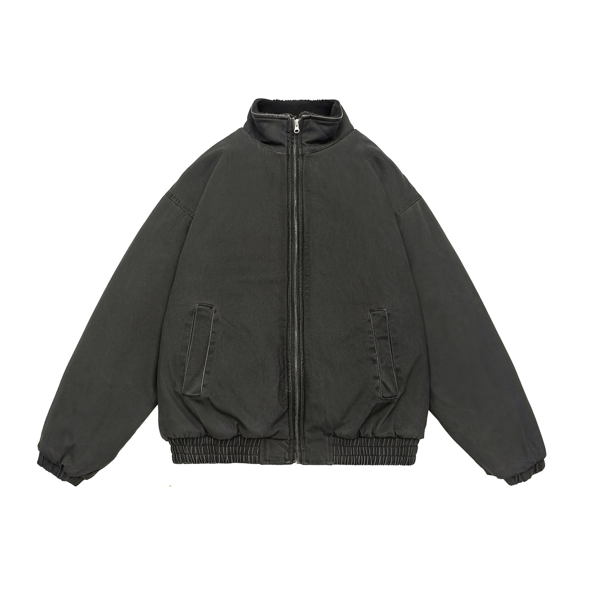 Casual Jacket Men - Zip Closure, Oversized Fit, Stand Collar