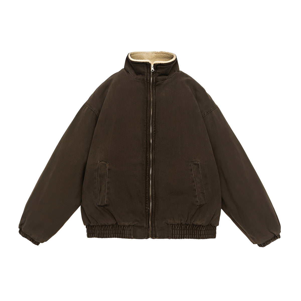 Casual Jacket Men - Zip Closure, Oversized Fit, Stand Collar