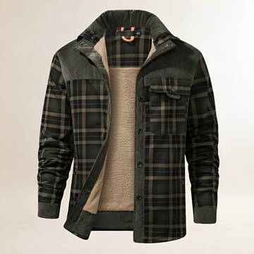 Dapper Jacket Men's Plaid Snap-Front, Stand Collar, Chest Flap & Side Pockets, Lined, Regular Fit