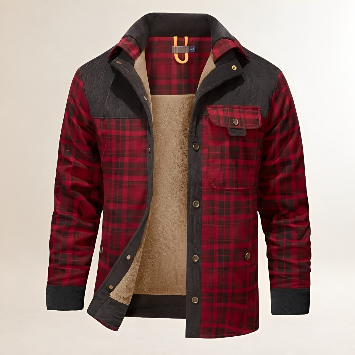 Dapper Jacket Men's Plaid Snap-Front, Stand Collar, Chest Flap & Side Pockets, Lined, Regular Fit