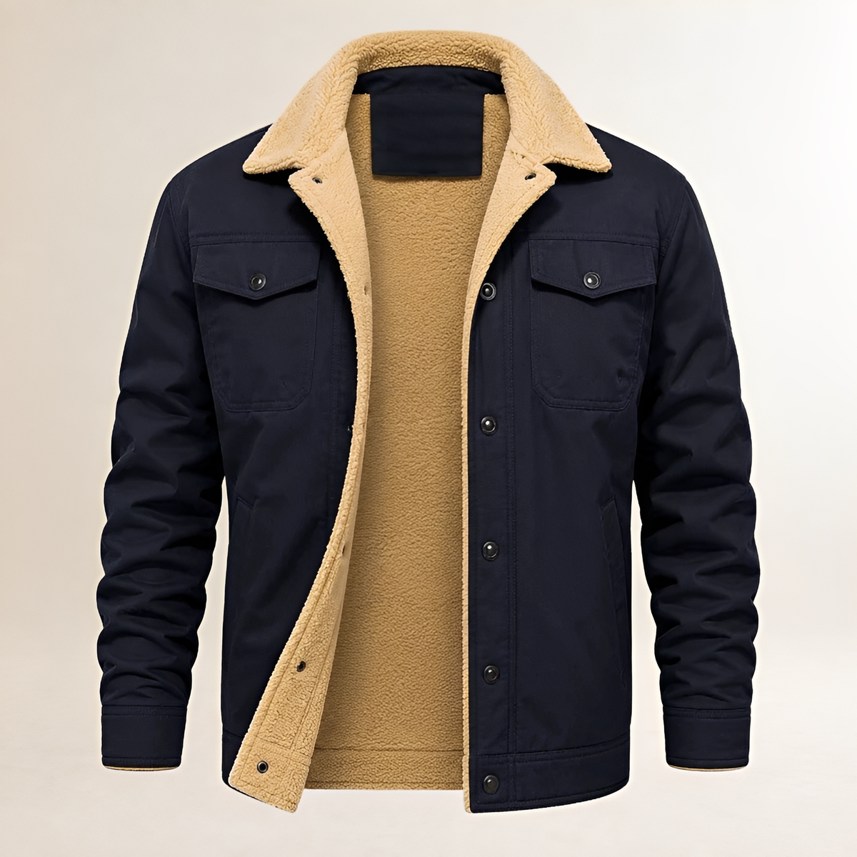 Dapper Jacket Men's Snap-Front with Lined Collar, Chest Flap & Side Pockets, Regular Fit
