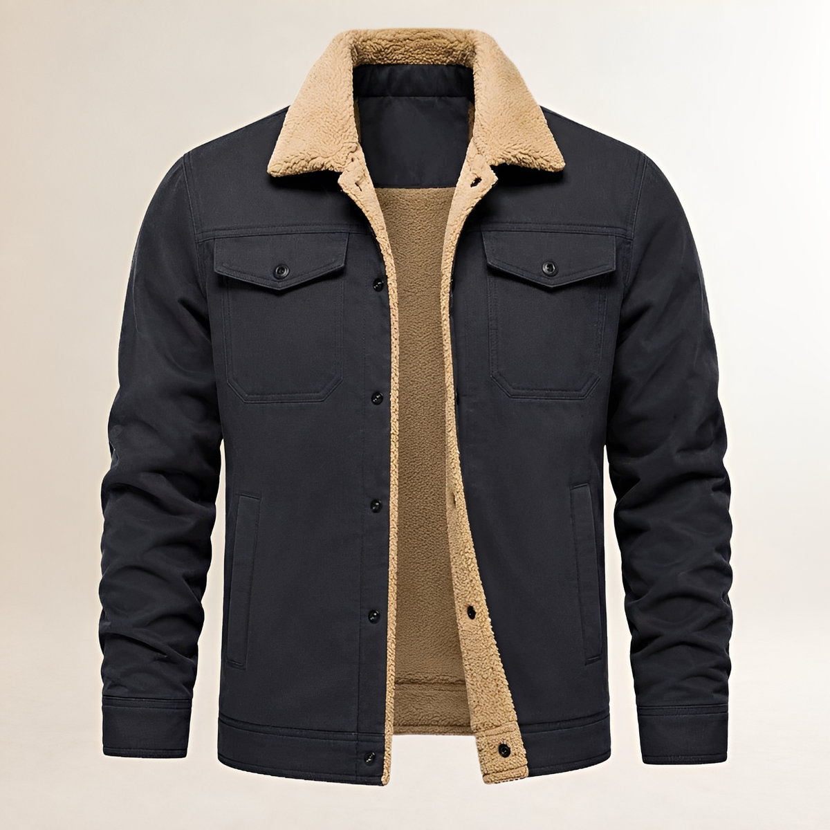Dapper Jacket Men's Snap-Front with Lined Collar, Chest Flap & Side Pockets, Regular Fit