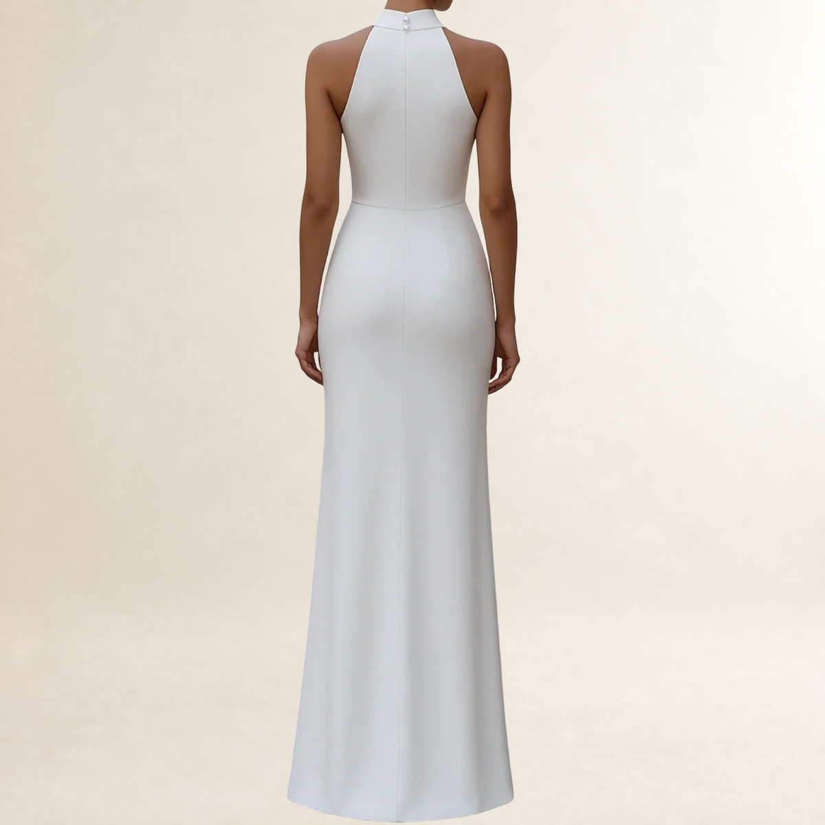 Evening Dress Women Halter-Neck Pleated Gown - Slim Fit