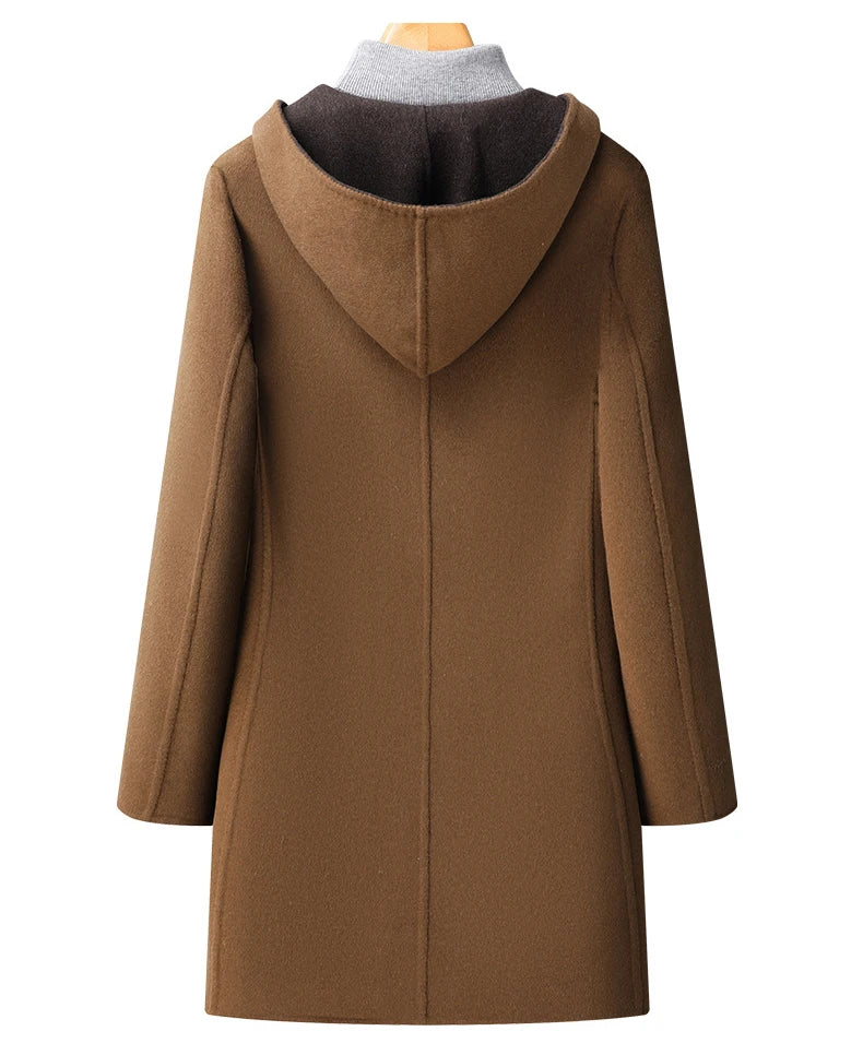Hooded Overcoat for Men - Tailored Fit with Button Closure and Pockets