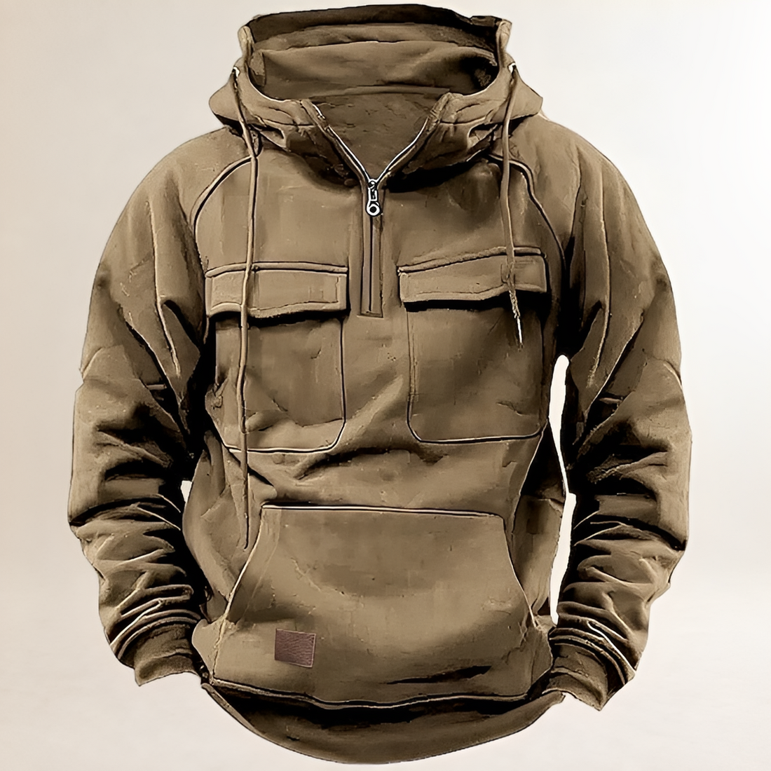 Hoodie for Men - Zip Closure, Front Pockets, Regular Fit