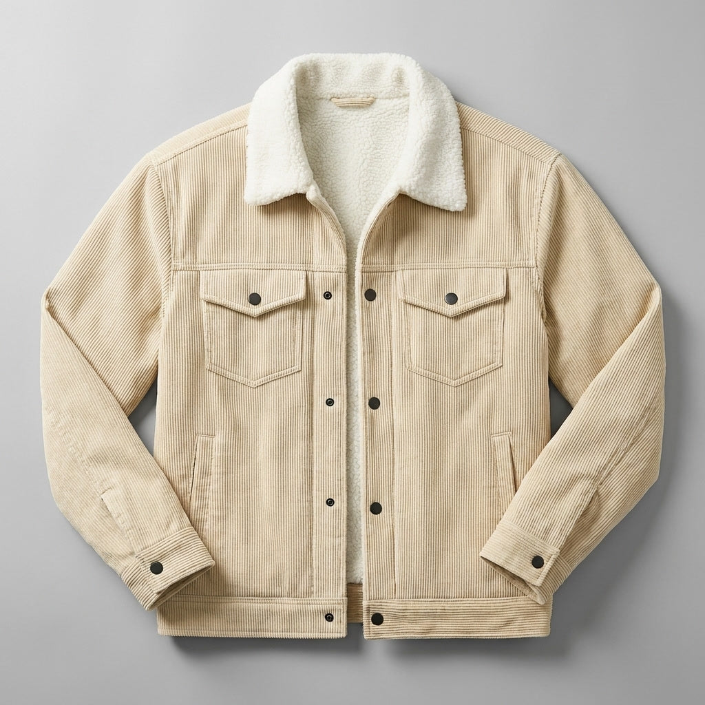 Jacket for Men - Button Closure, Classic Fit, Turn-Down Collar, Side Pockets