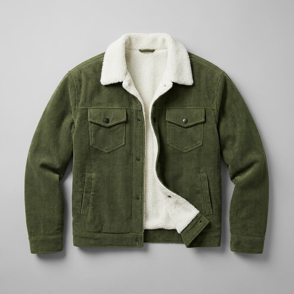 Jacket for Men - Button Closure, Classic Fit, Turn-Down Collar, Side Pockets