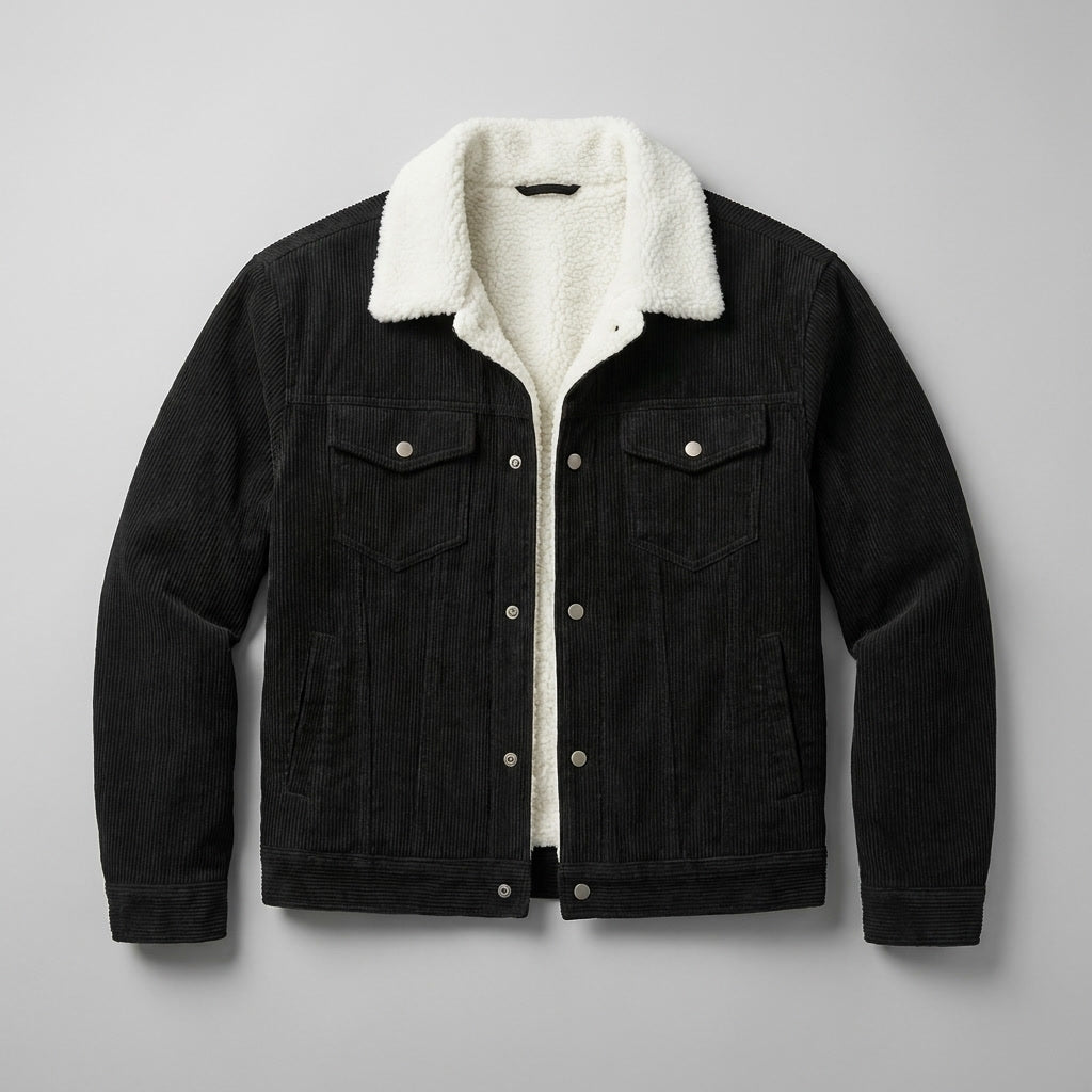 Jacket for Men - Button Closure, Classic Fit, Turn-Down Collar, Side Pockets
