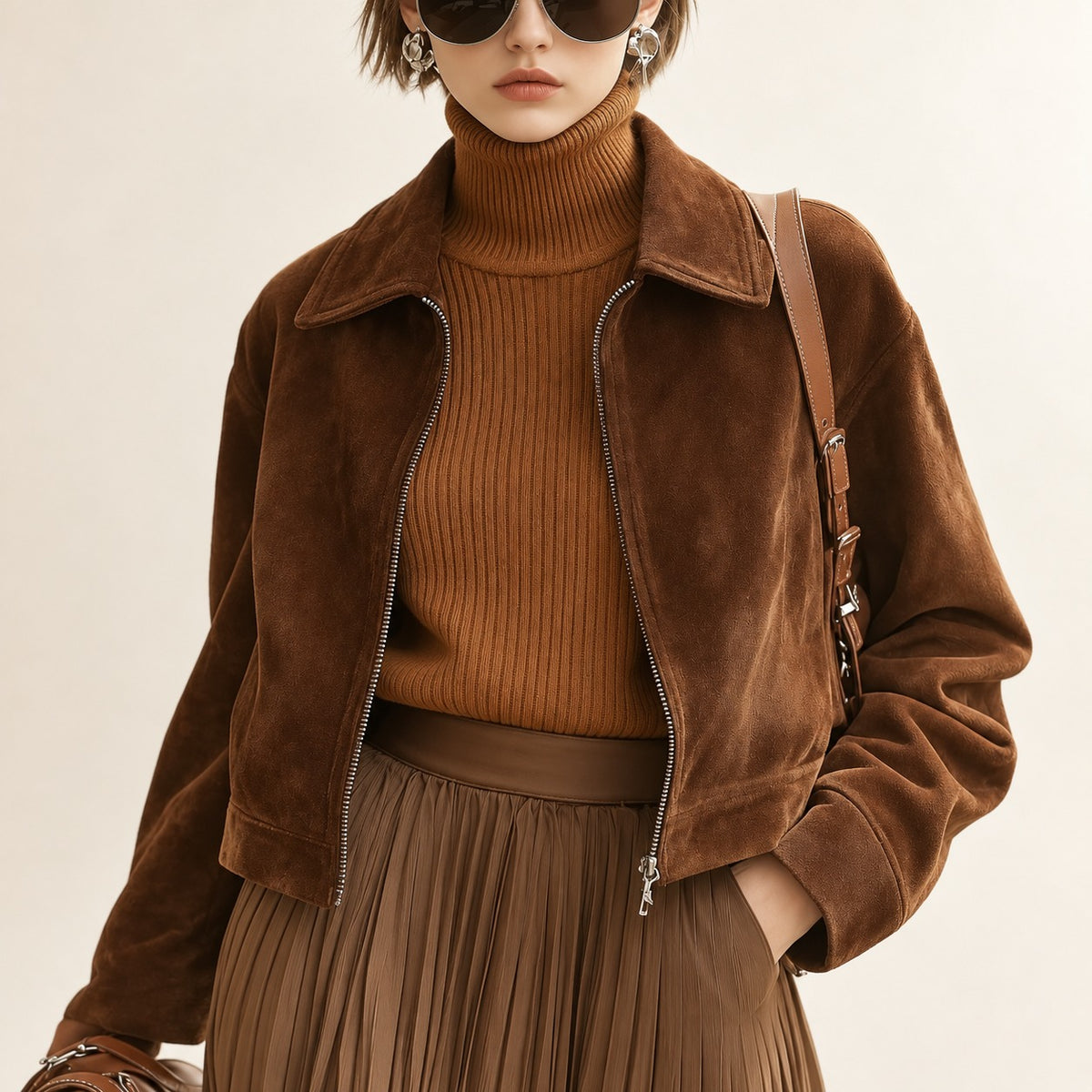 Jacket for Women Casual Zipper Pocket Short Design Relaxed Fit