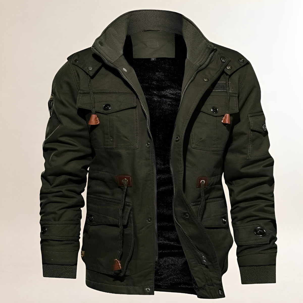 Jacket Men Hooded with Multiple Pockets - Adjustable Fit, Casual Style