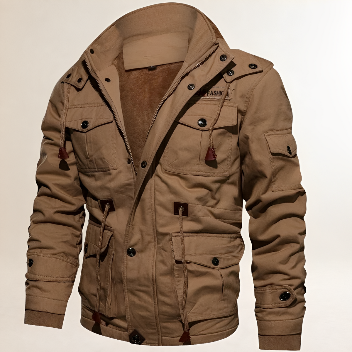 Jacket Men Hooded with Multiple Pockets - Adjustable Fit, Casual Style