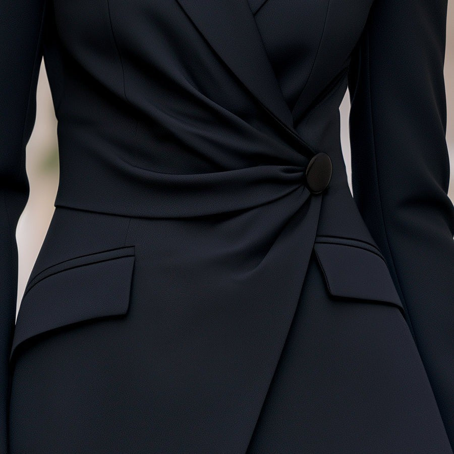 Long Sleeve Blazer for Women Asymmetric Wrap Front with Tailored Fit