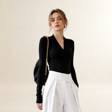 Long Sleeve Top for Women V-Neck Regular Fit Slim Silhouette