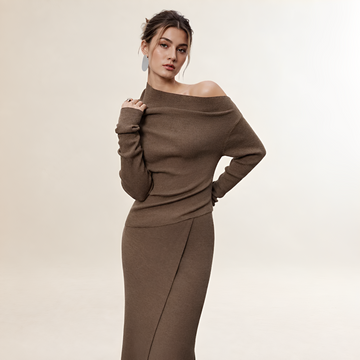 Maxi Dress for Women Off-Shoulder Long Sleeve Wrap Style with Slit