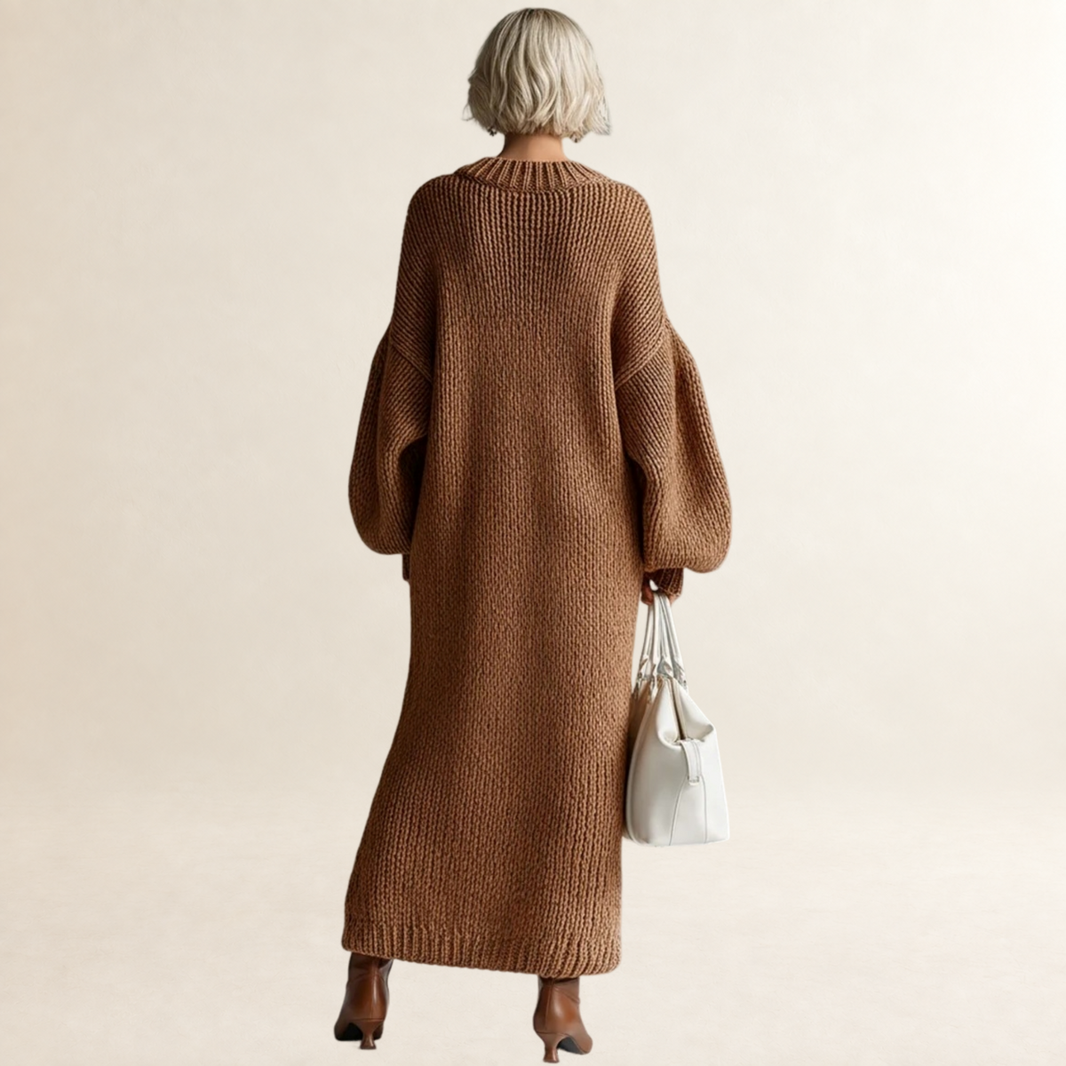 Maxi Dress for Women Oversized Round Neck Long Sleeve Casual Style