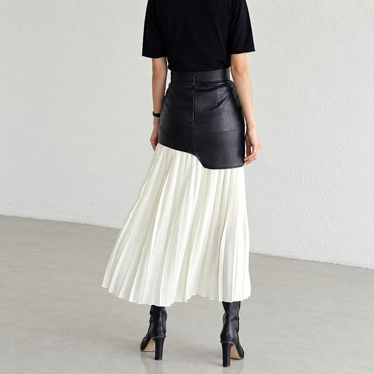 Maxi Skirt for Women - Asymmetric Pleated Design with High Waist, Regular Fit