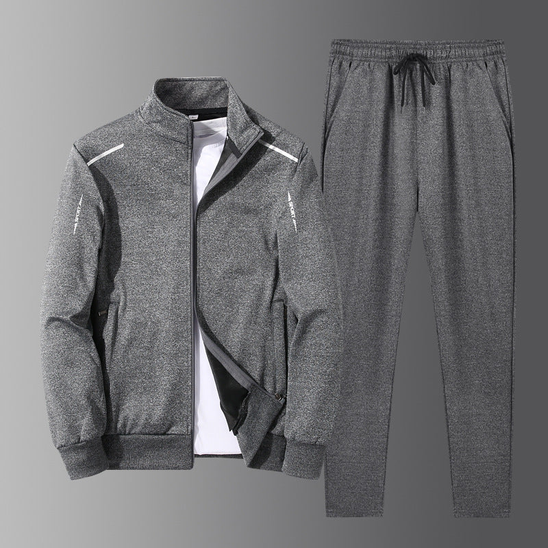 Men's Athletic Track Suit with Stand Collar and Zip Pockets - Regular Fit