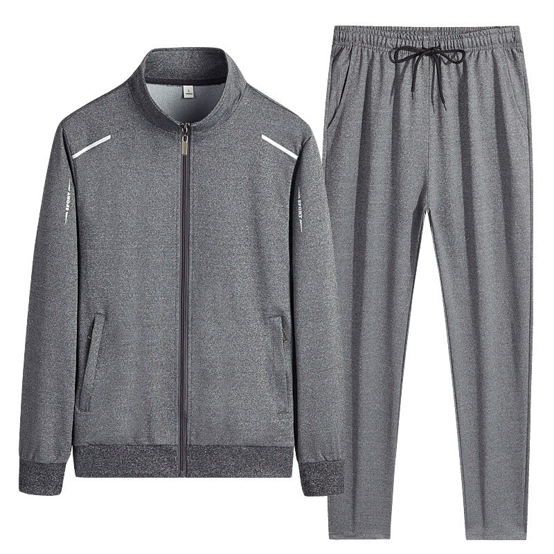 Men's Athletic Track Suit with Stand Collar and Zip Pockets - Regular Fit