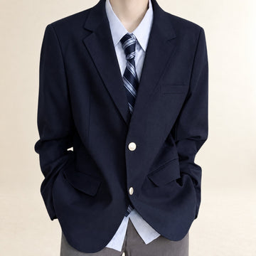 Men's Blazer - Classic Fit, Double-Breasted, Gold Buttons, Structured Design