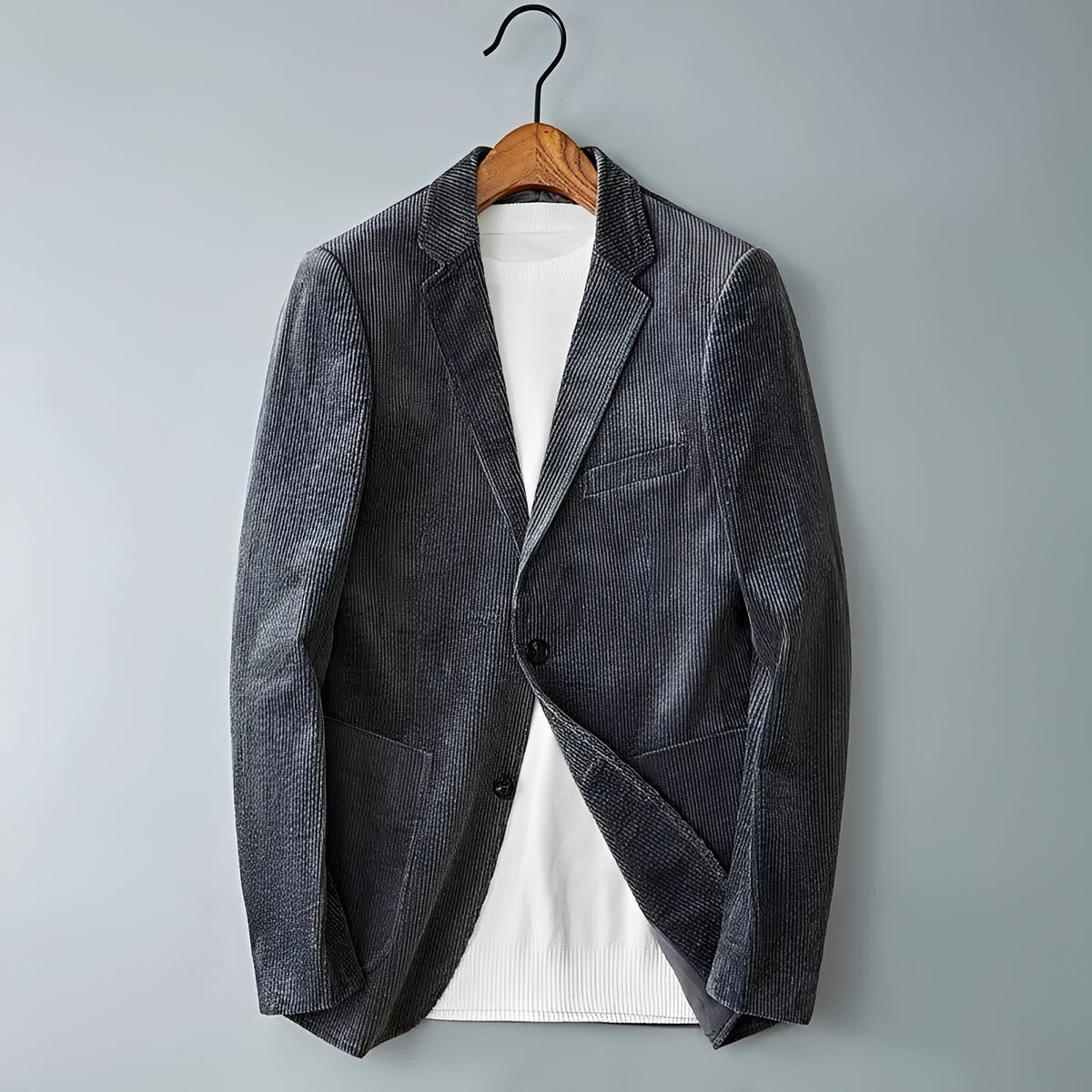 Men's Blazer - Double-Breasted Design with Notched Lapels, Tailored Fit