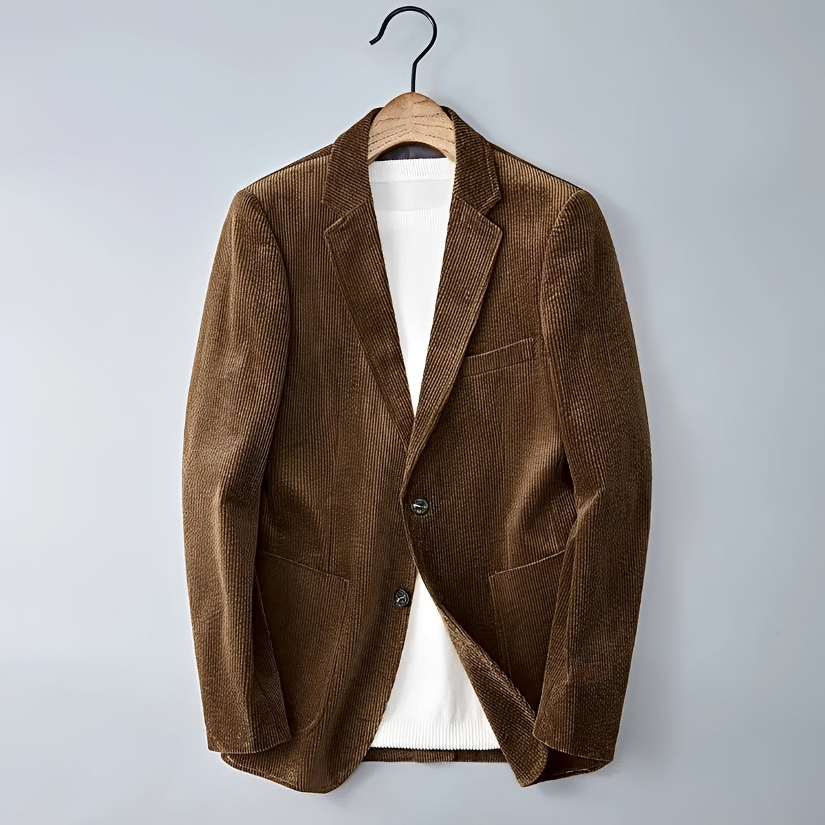 Men's Blazer - Double-Breasted Design with Notched Lapels, Tailored Fit