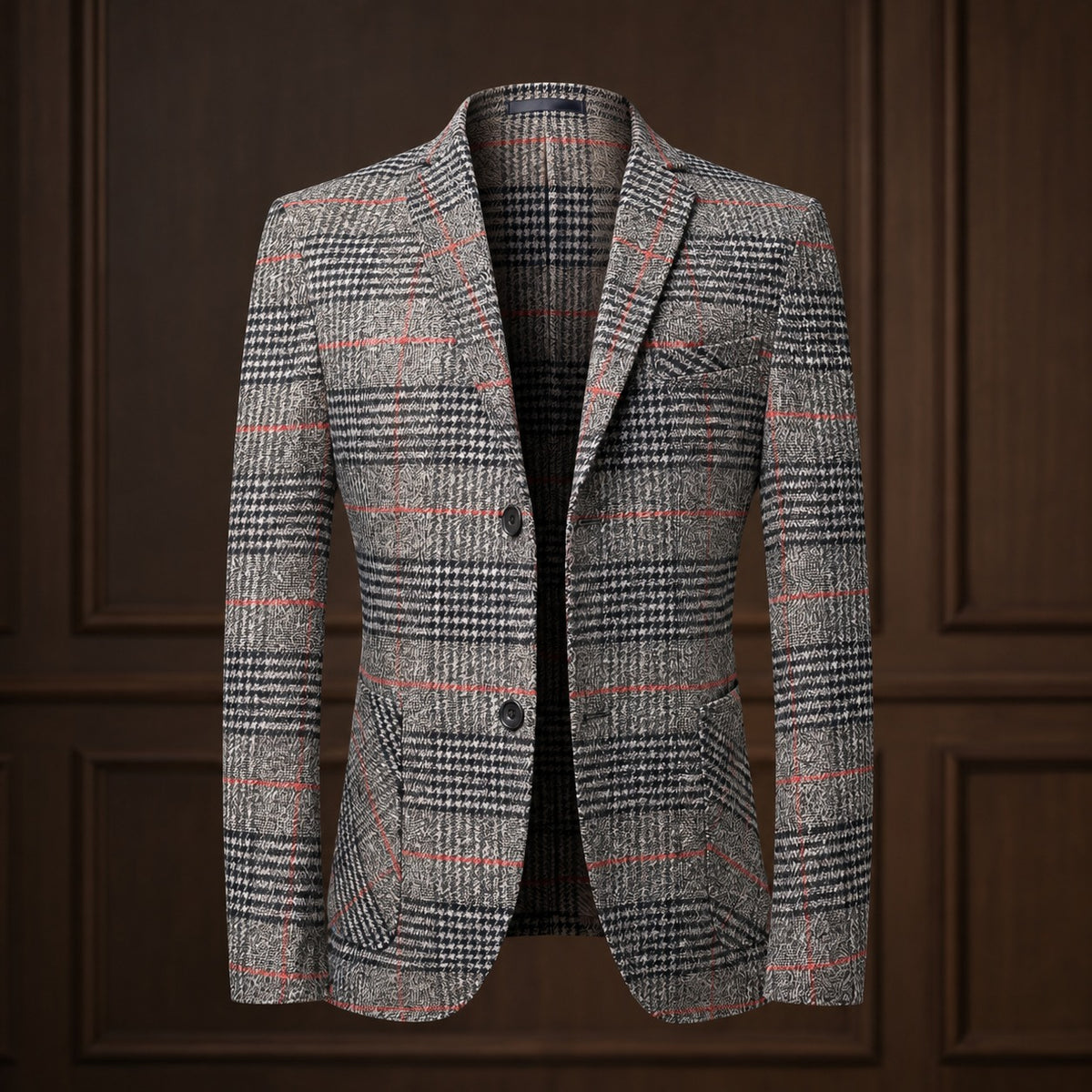 Men's Blazer Glen Plaid Pattern Soft Shoulder Relaxed Fit - Patch Pockets