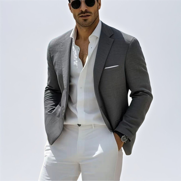 Men's Blazer Notch Lapel Single-Button Front - Regular Fit with Chest & Front Pockets