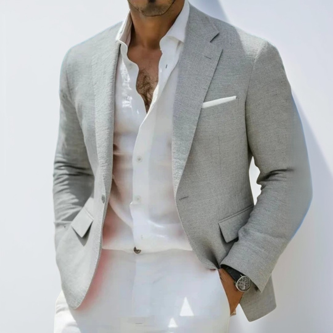 Men's Blazer Notch Lapel Single-Button Front - Regular Fit with Chest & Front Pockets