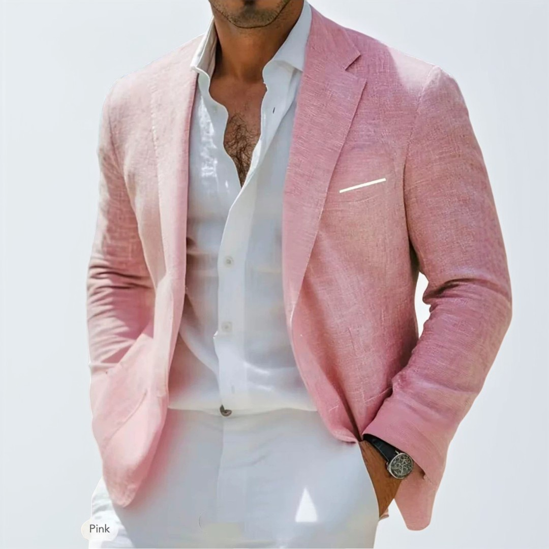 Men's Blazer Notch Lapel Single-Button Front - Regular Fit with Chest & Front Pockets